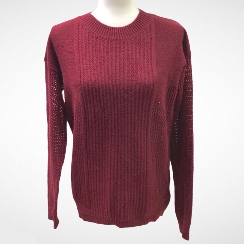 Love Token Women’s Skylar Knit Sweater Burgundy Size Large Long Sleeve Crewneck - Picture 1 of 6